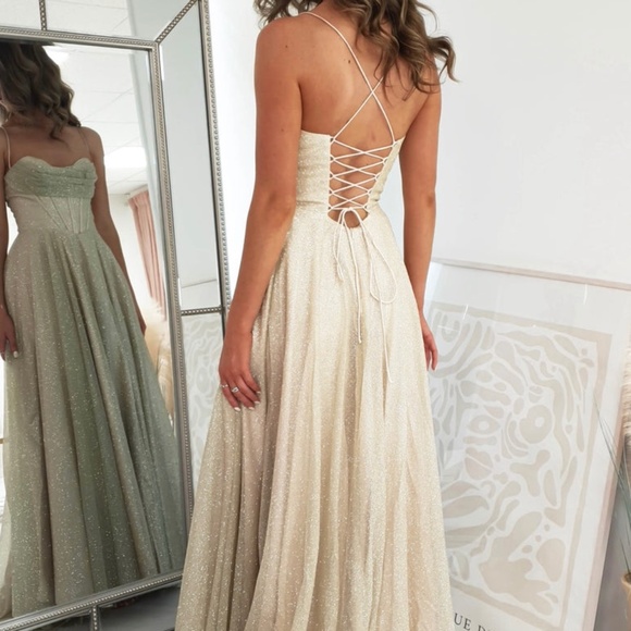 Gold Corset Prom Dress - Picture 1 of 4
